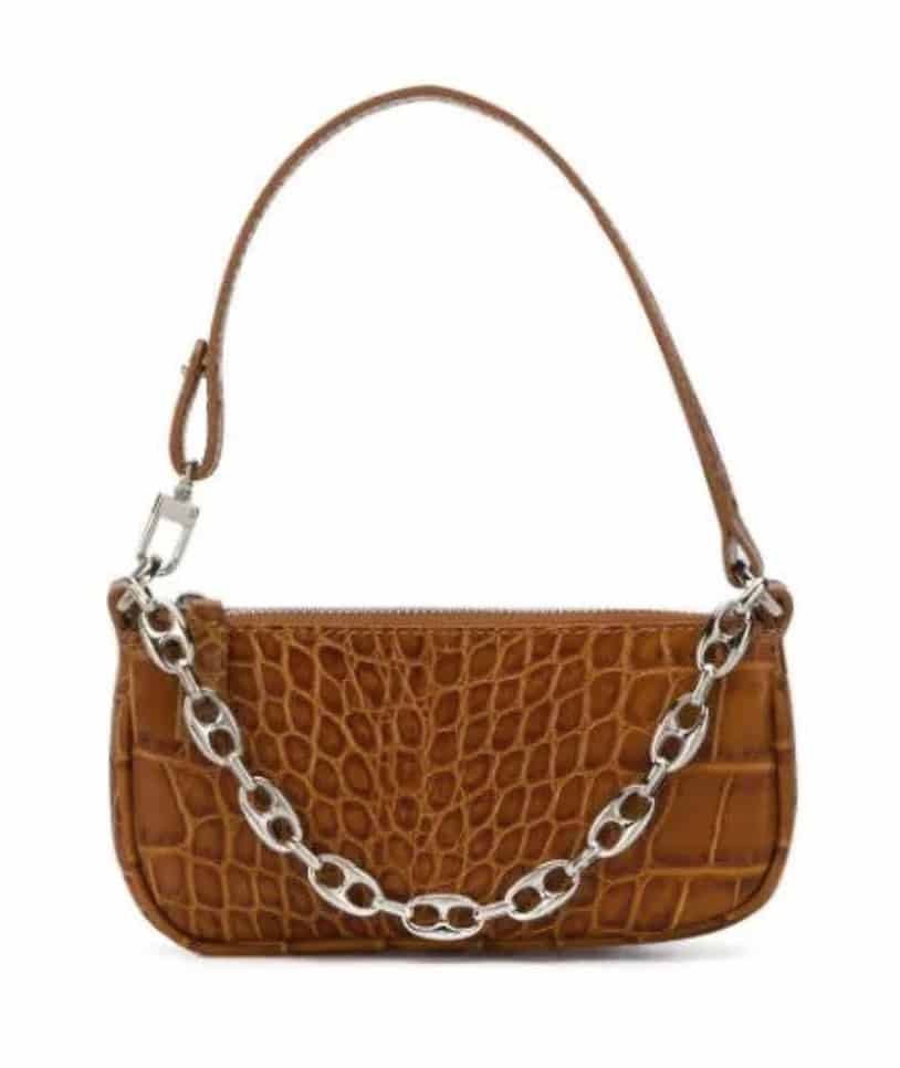 BY FAR Mini Rachel Crocodile-Effect Shoulder Bag 