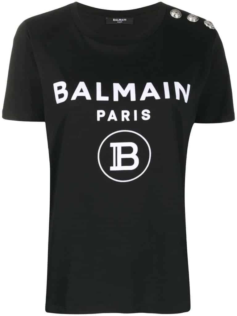 Balmain Logo Button T-Shirt