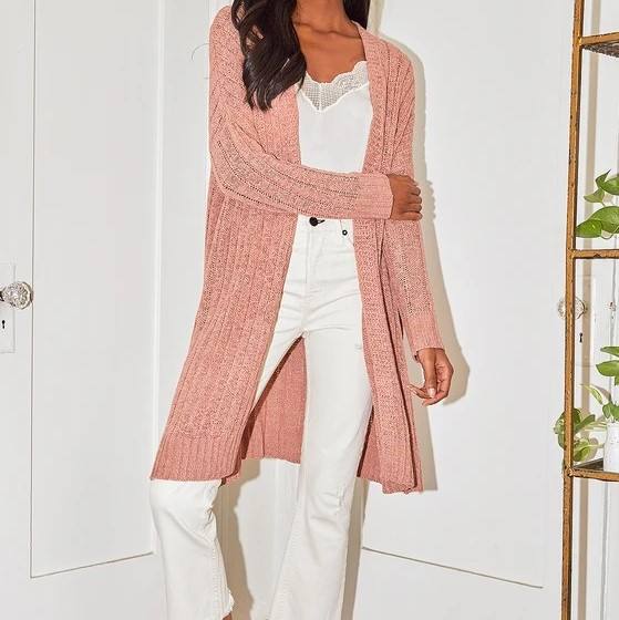  Pink Long Cardigan Sweater 