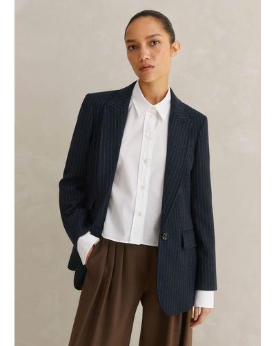 ME+EM Pinstripe Bracelet Sleeve Boyfriend Blazer