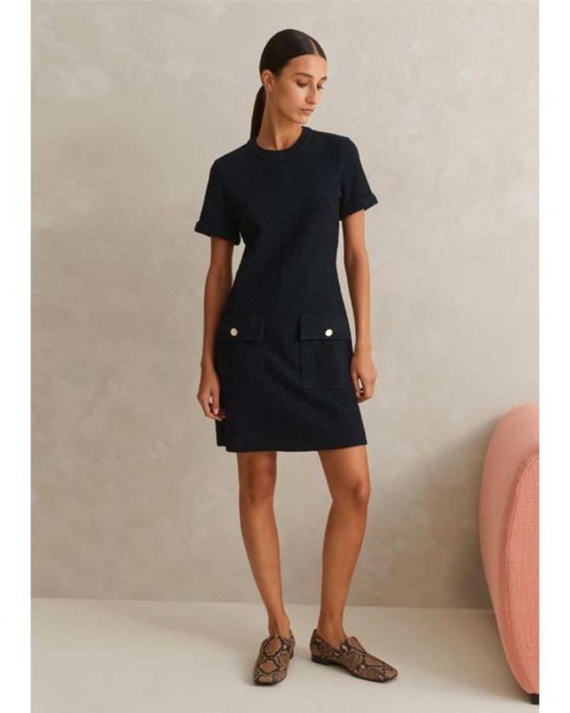 ME+EM Textured Short Sleeve Shift Dress