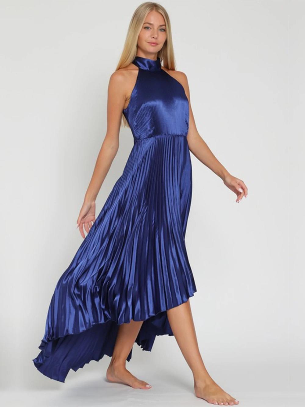 New York & Company blue silk maxi