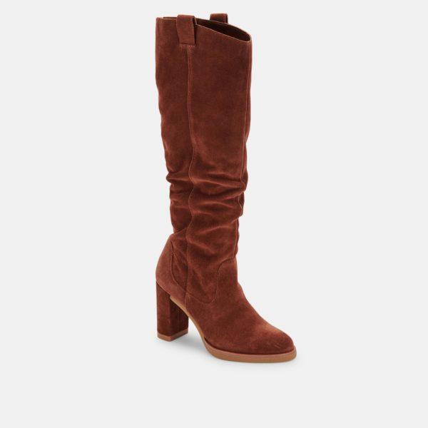 Dolce Vita Sarie Boots In Brandy Suede